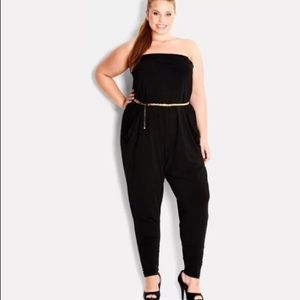 City Chic PLUS Strapless Black Jumpsuit (101) B6